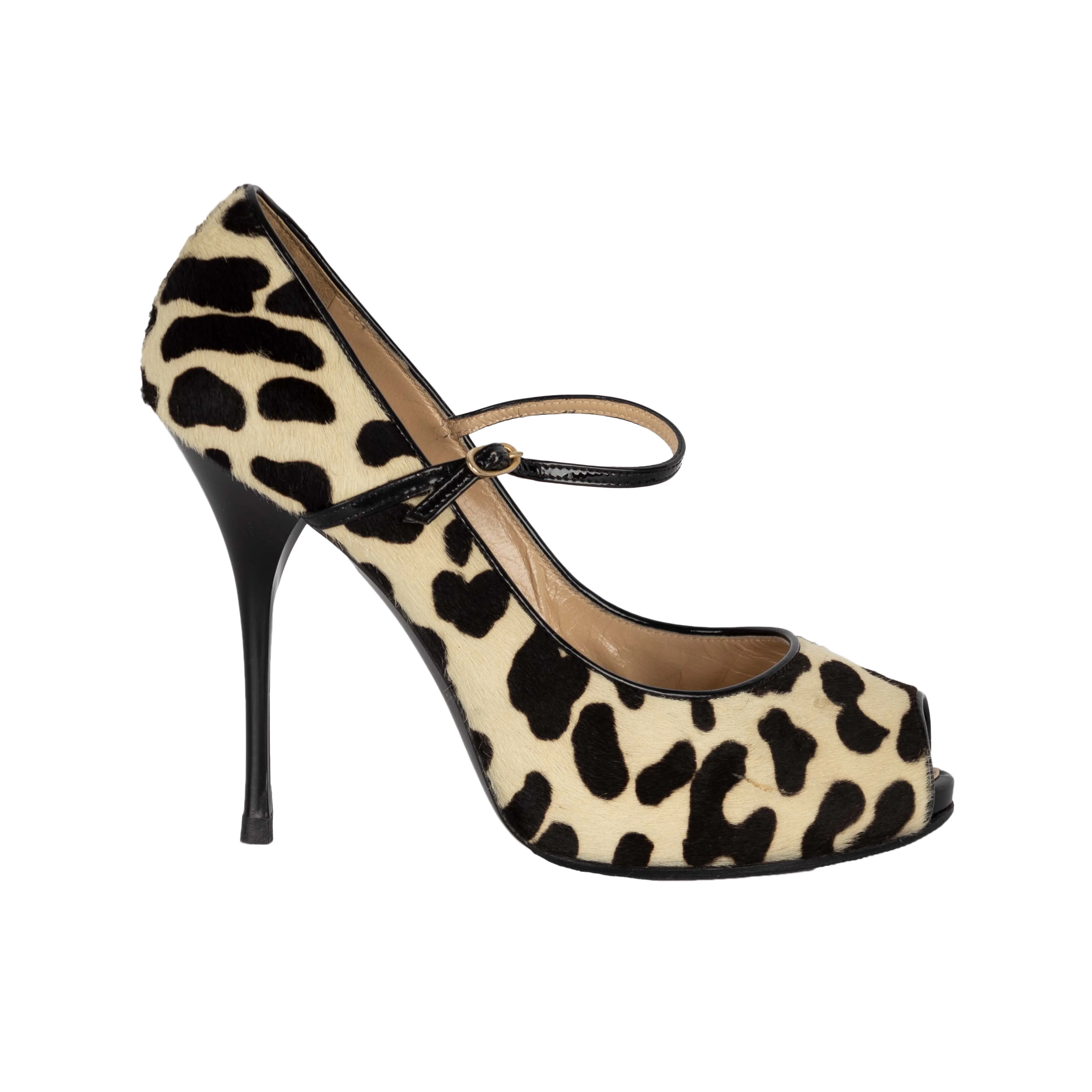 Giuseppe Zanotti Leopard Print Ponyhair Peep-Toe Pumps - '10s