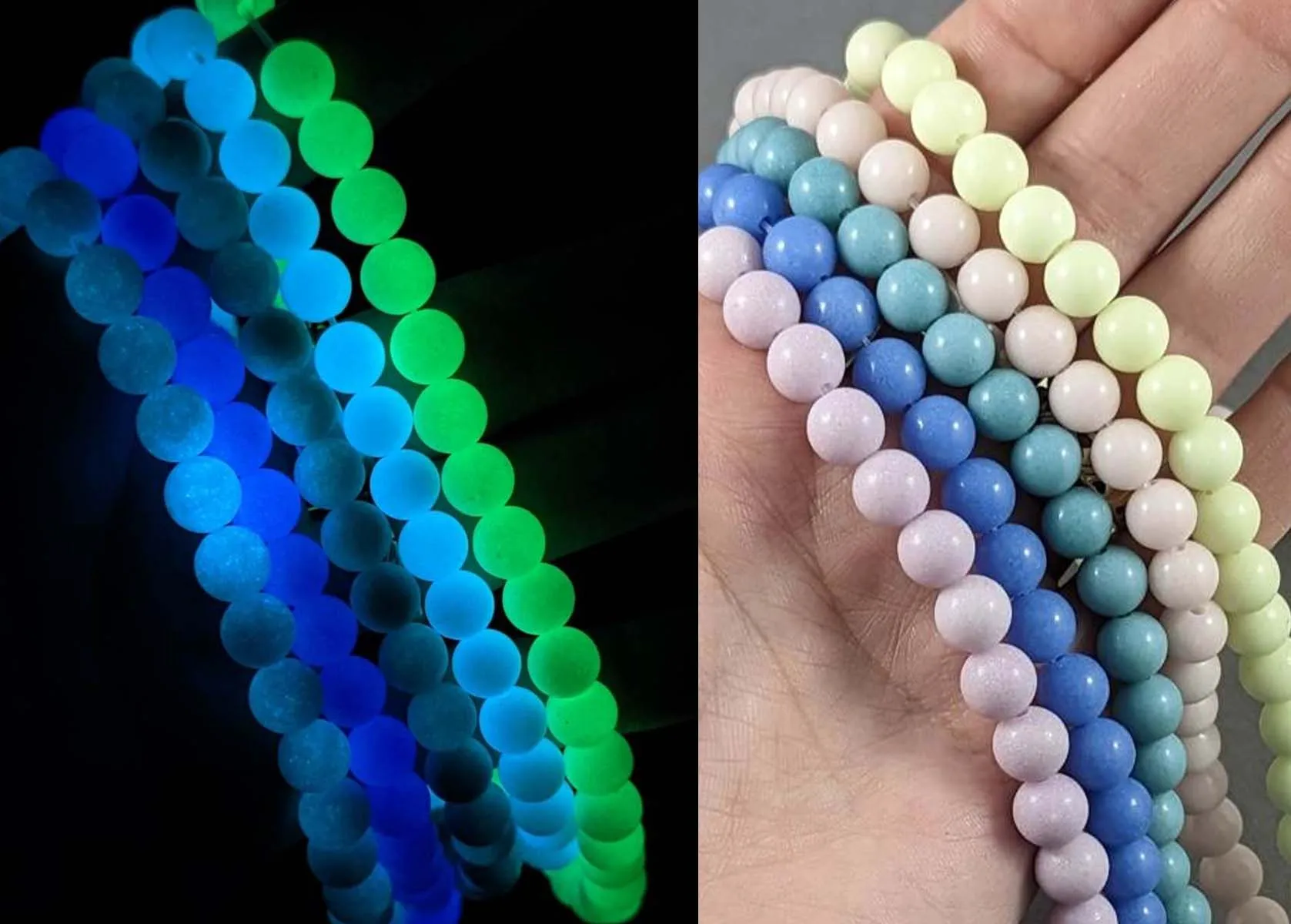 Glow in the Dark Beads Synth. Gemstone Pink 8mm (5031)