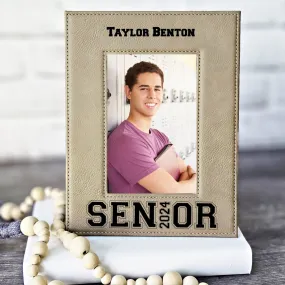 Graduation Picture Frame Engraved Light Brown/Black | Class of 2024 Graduation Gift