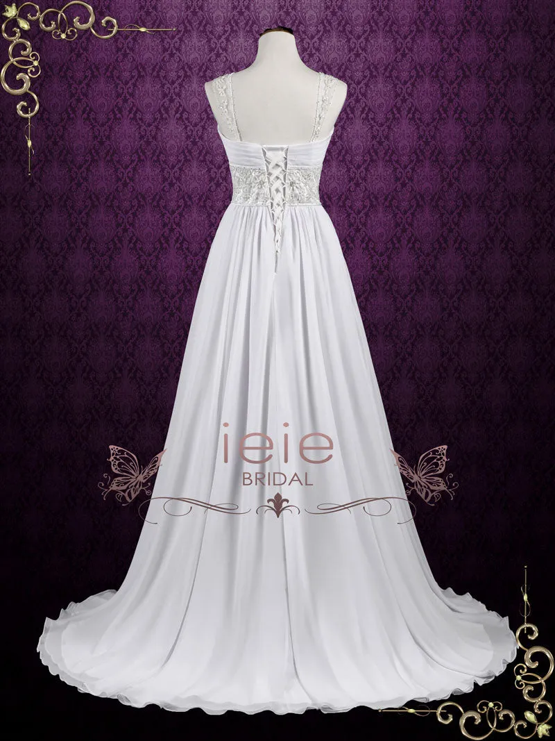 Grecian Empire Sheath Cap Sleeves Chiffon Wedding Dress ELLEN