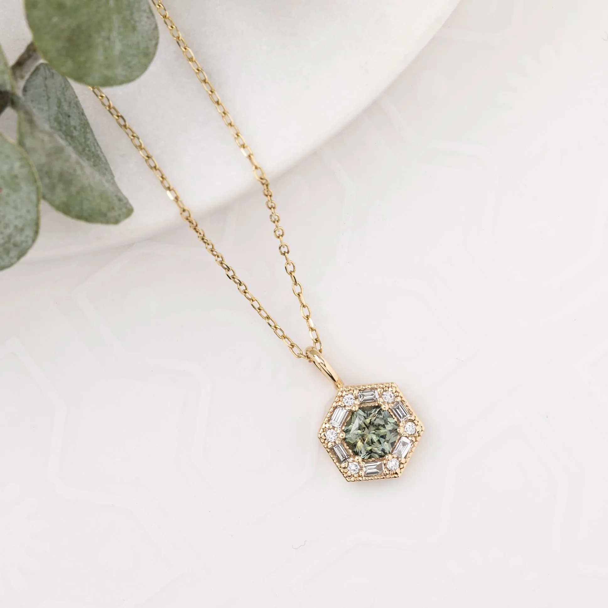 Green Sapphire Lila Charm 14K Gold