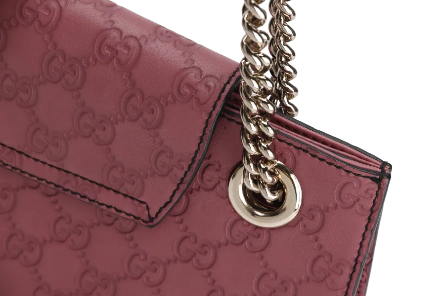 GUCCI EMILY CHAIN SHOULDER BAG (295403 525040 ) LARGE PINK GUCCISSIMA GOLD HARDWARE WITH DUST COVER