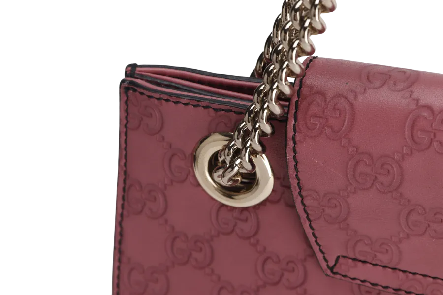 GUCCI EMILY CHAIN SHOULDER BAG (295403 525040 ) LARGE PINK GUCCISSIMA GOLD HARDWARE WITH DUST COVER