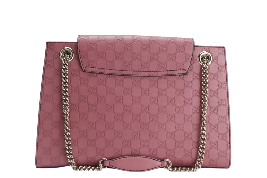 GUCCI EMILY CHAIN SHOULDER BAG (295403 525040 ) LARGE PINK GUCCISSIMA GOLD HARDWARE WITH DUST COVER