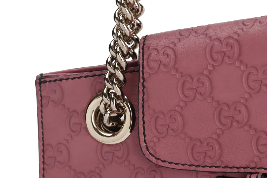 GUCCI EMILY CHAIN SHOULDER BAG (295403 525040 ) LARGE PINK GUCCISSIMA GOLD HARDWARE WITH DUST COVER