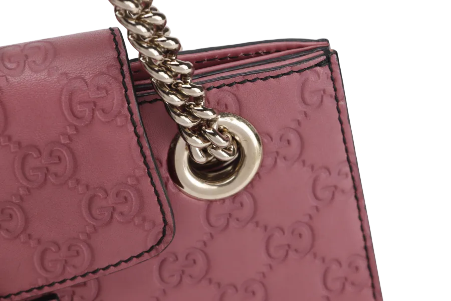 GUCCI EMILY CHAIN SHOULDER BAG (295403 525040 ) LARGE PINK GUCCISSIMA GOLD HARDWARE WITH DUST COVER