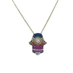 Hamsa Rainbow Necklace