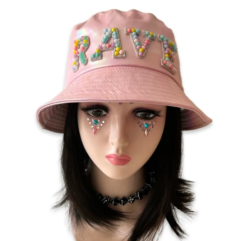 Handmade Baby Pink Metallic Bucket Hat - Rave