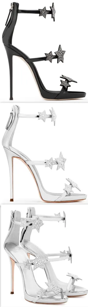 'Harmony Star' Strap Sandals - Black or Silver