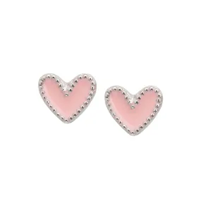 Heart Stud Earrings in Pink