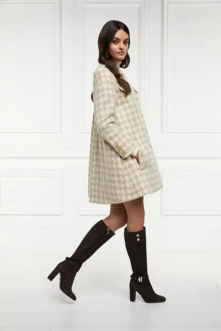 Highbury Cape Coat (Camel Houndstooth)