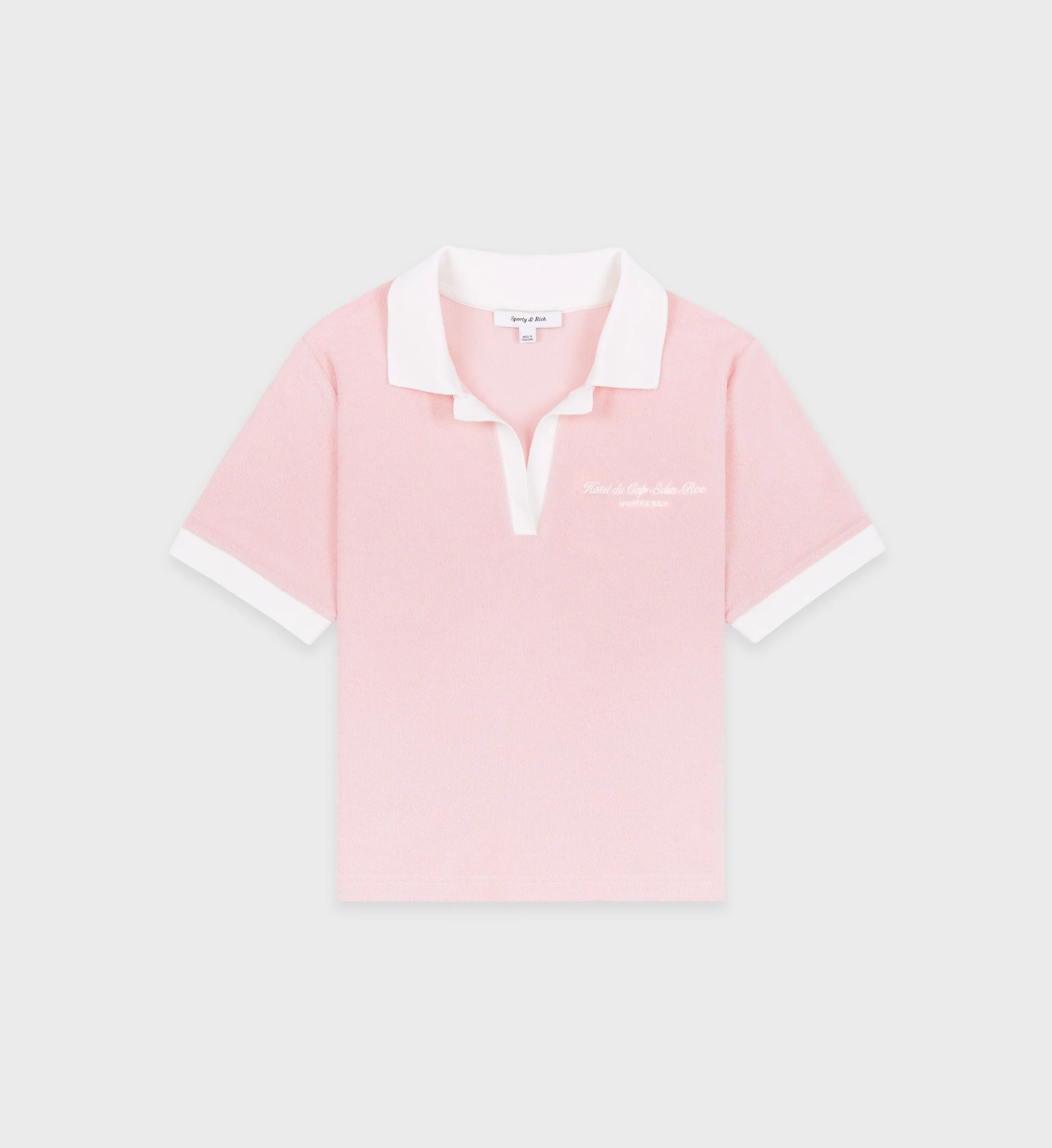 Hotel du Cap Cursive Contrast Terry Polo - Eden Pink/White