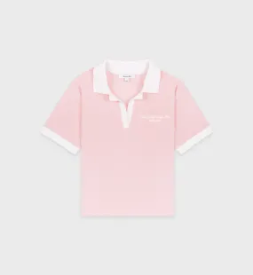 Hotel du Cap Cursive Contrast Terry Polo - Eden Pink/White