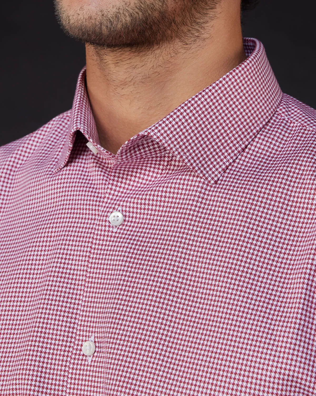 Houndstooth Shirt - Maroon