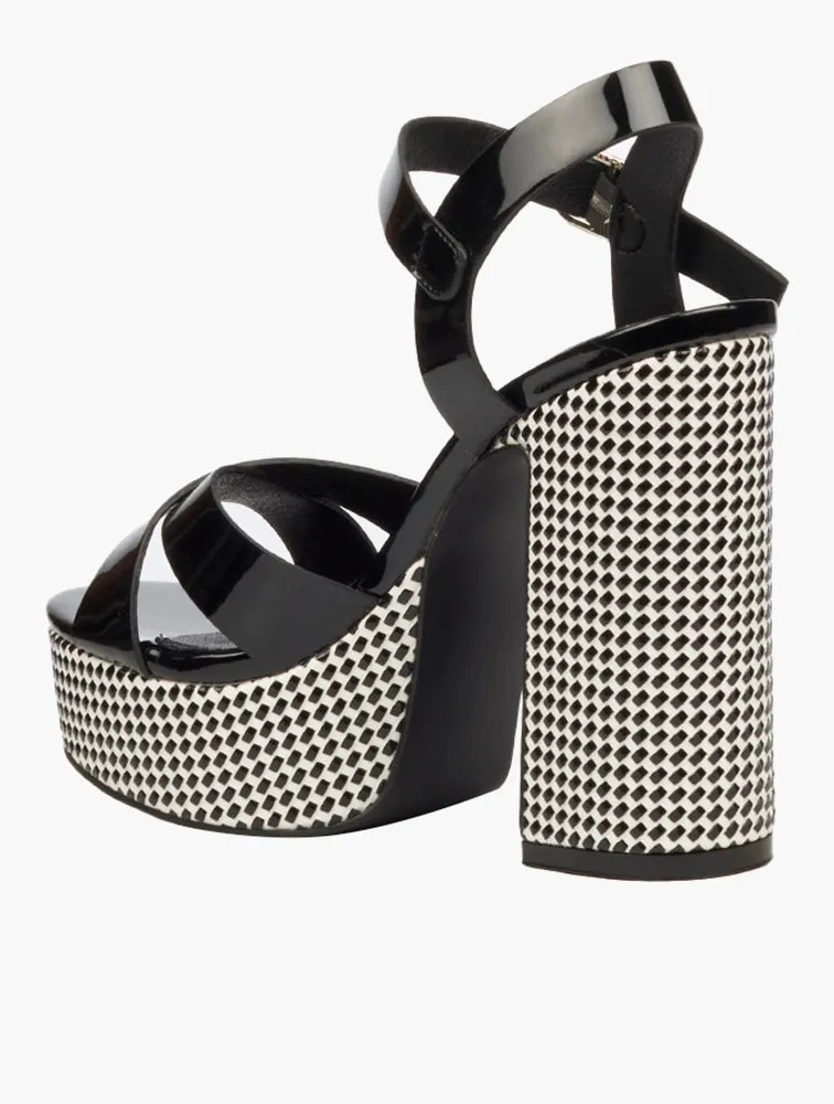 Ibiza Black and White Block Heels