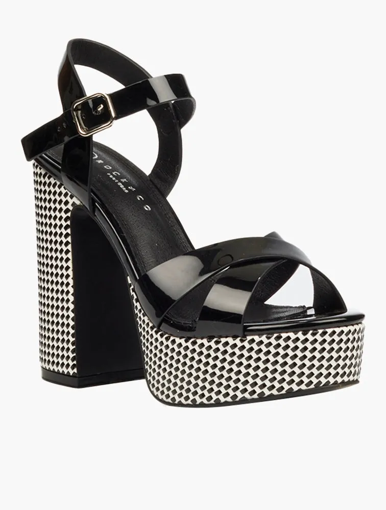 Ibiza Black and White Block Heels