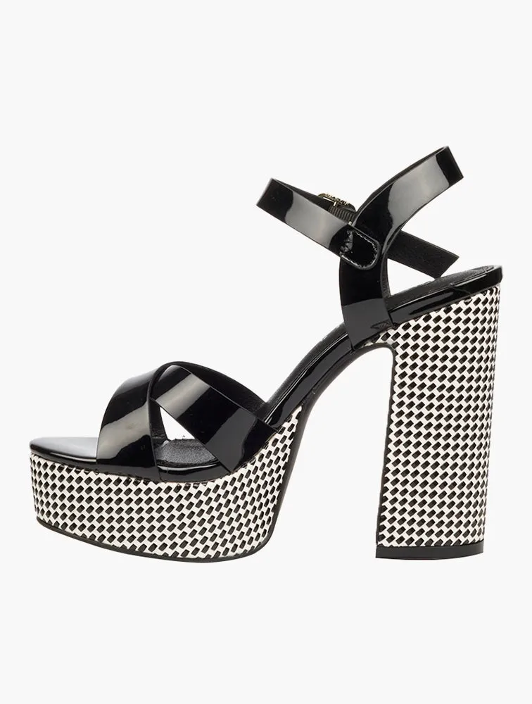 Ibiza Black and White Block Heels