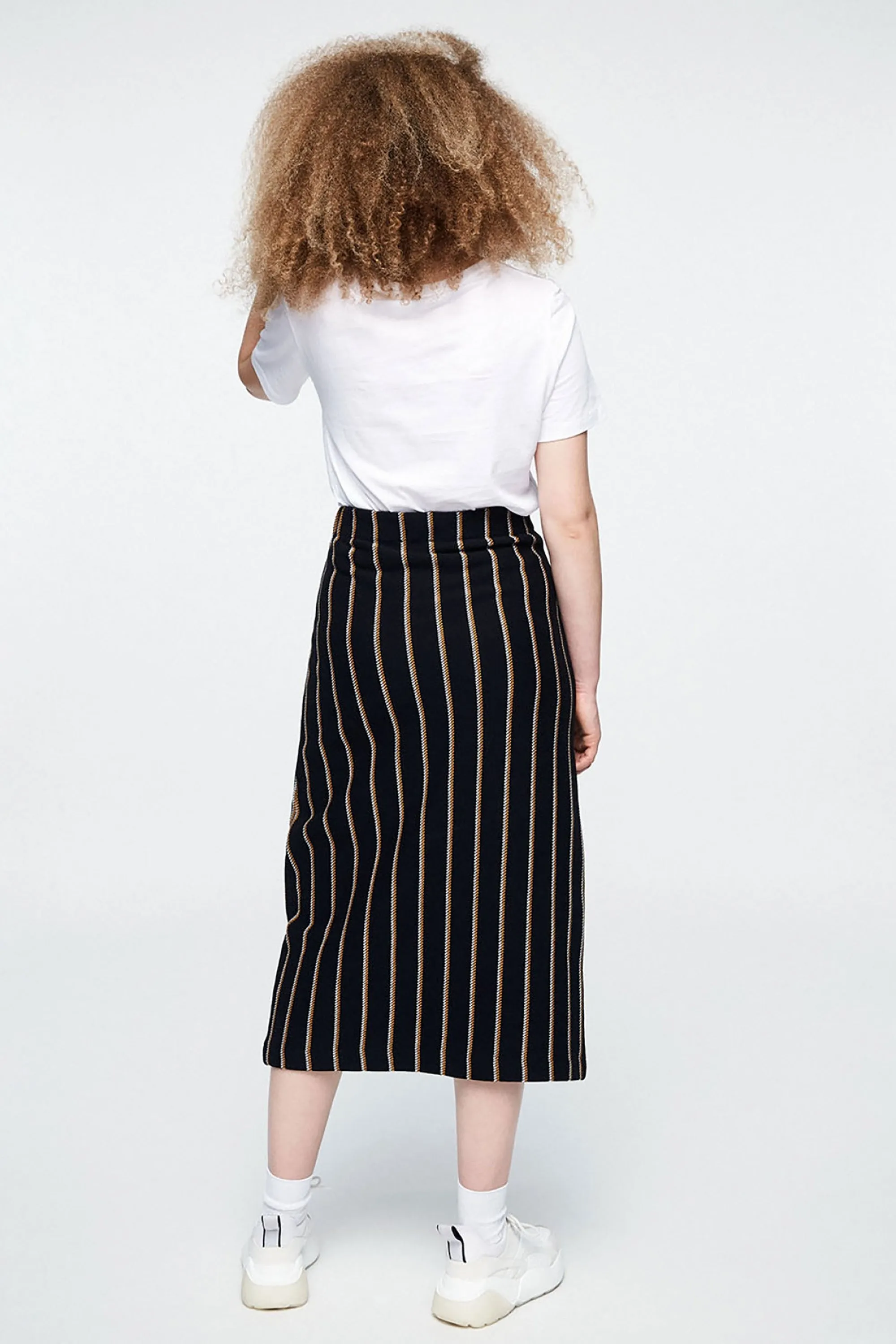 iva skirt <br> black & vertical stripes <br> by ARMEDANGELS