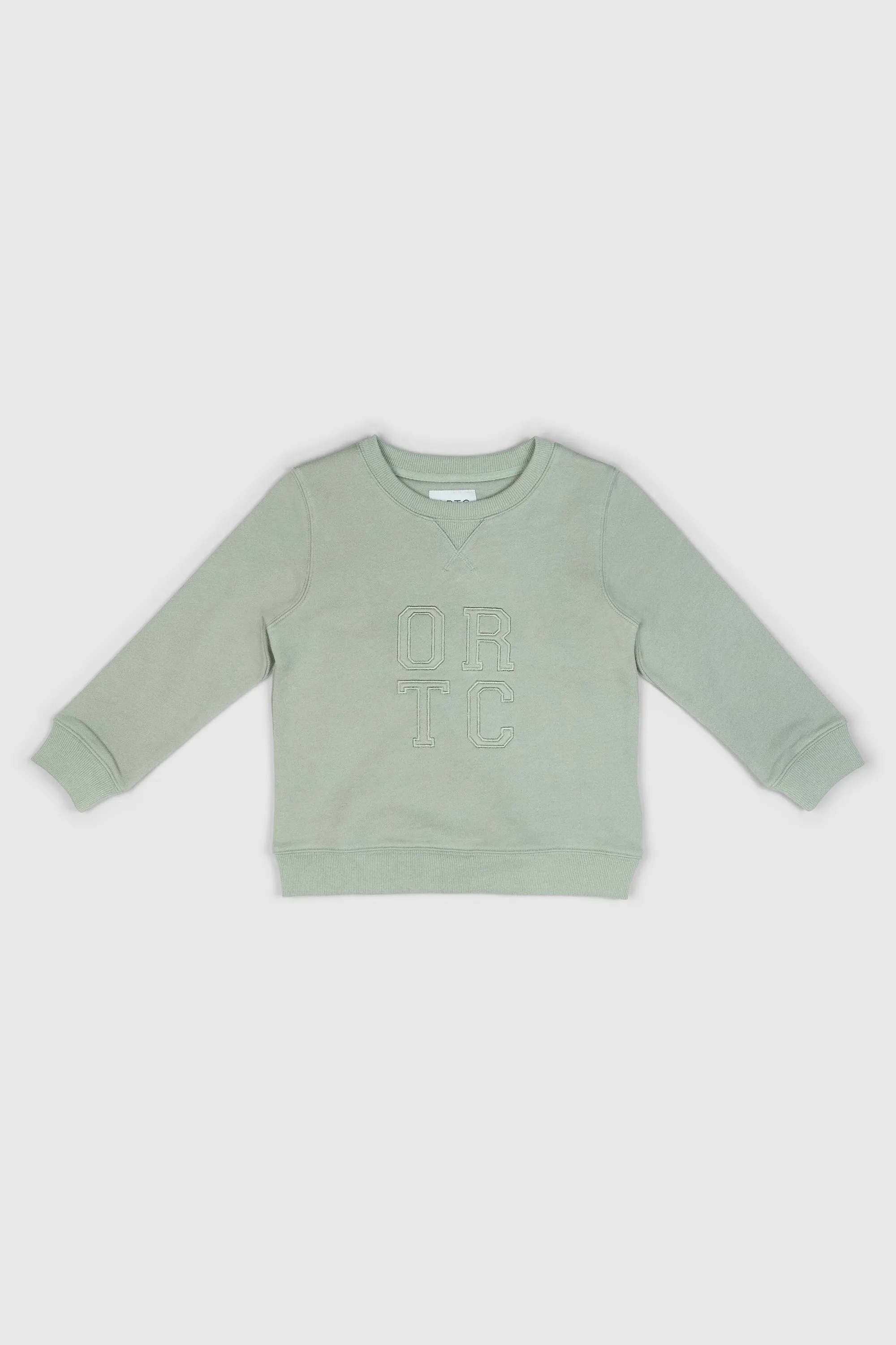 Jnr Stacked Logo Crew Dusty Olive