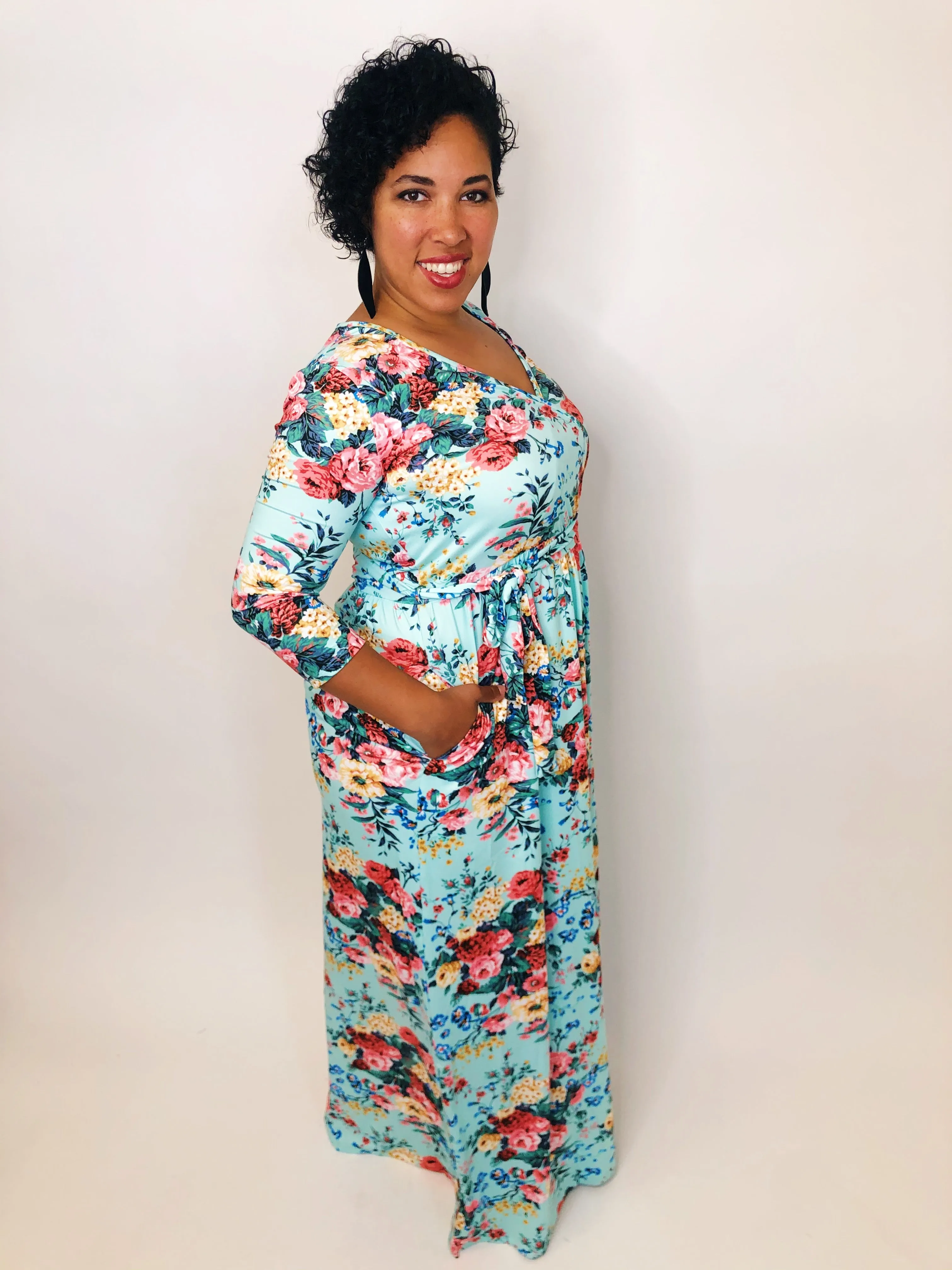 #K325 Wrap It Up Floral Maxi Dress