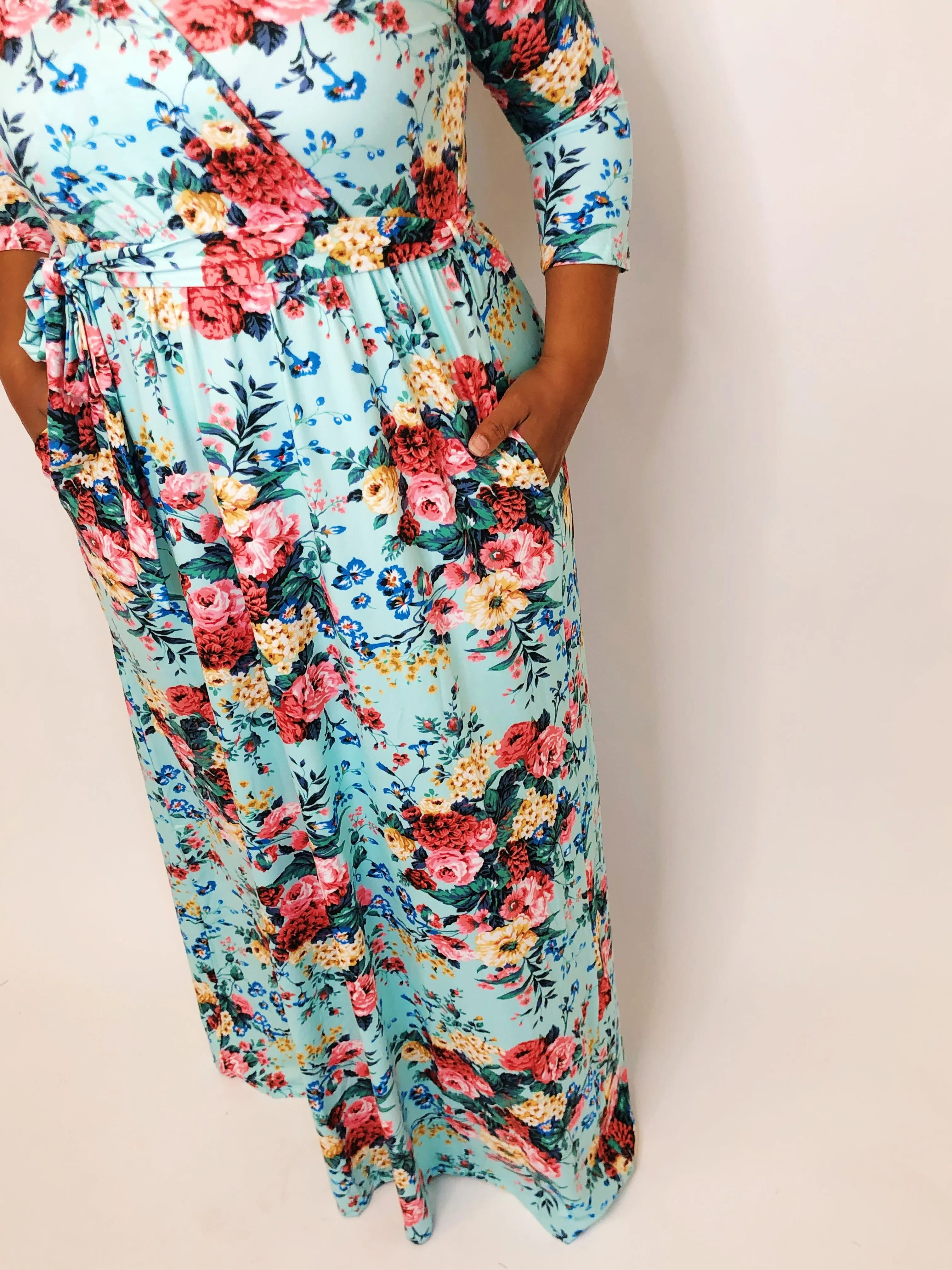 #K325 Wrap It Up Floral Maxi Dress