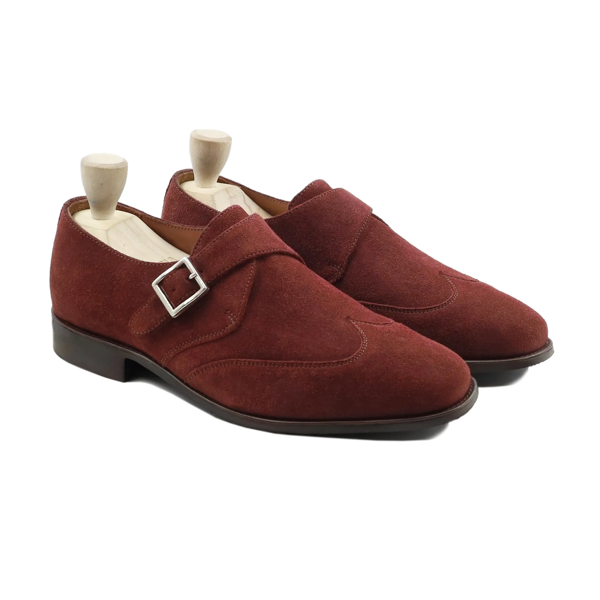 Kalmar - Men's Red Kid Suede Single Monkstrap