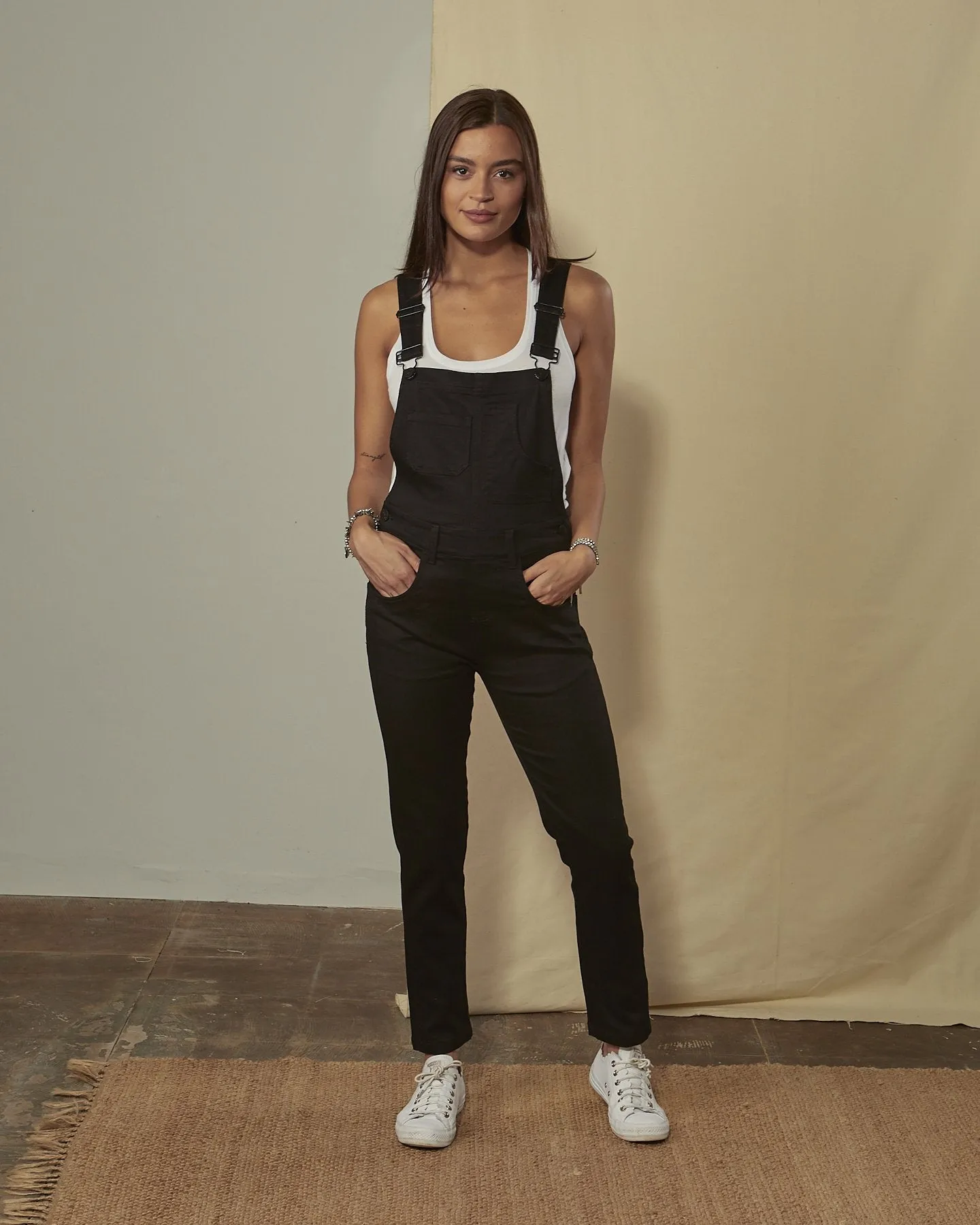 KATE Skinny Fit Dungarees - Black