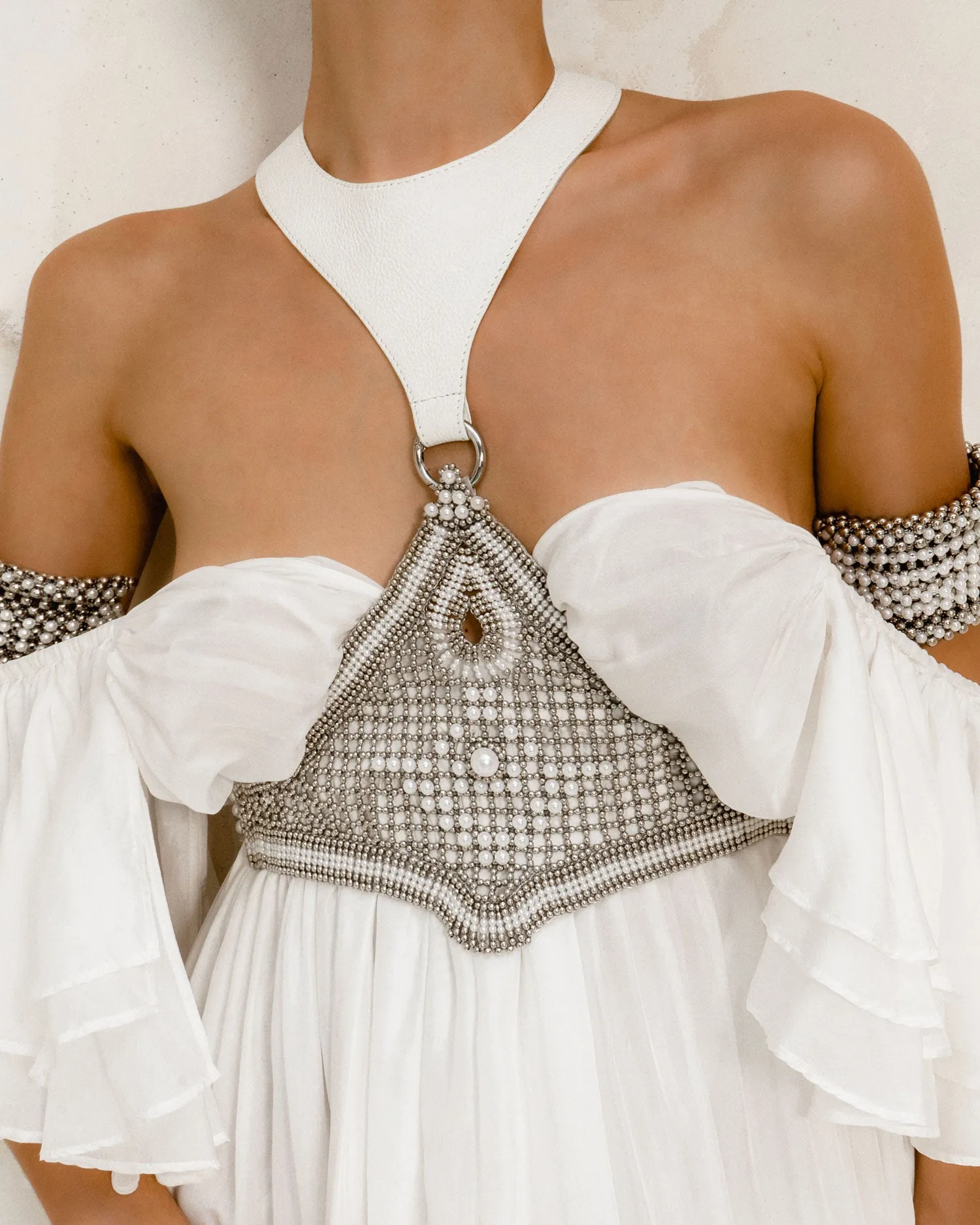 Khutulun Modular Bodice w/Leather in Pearl