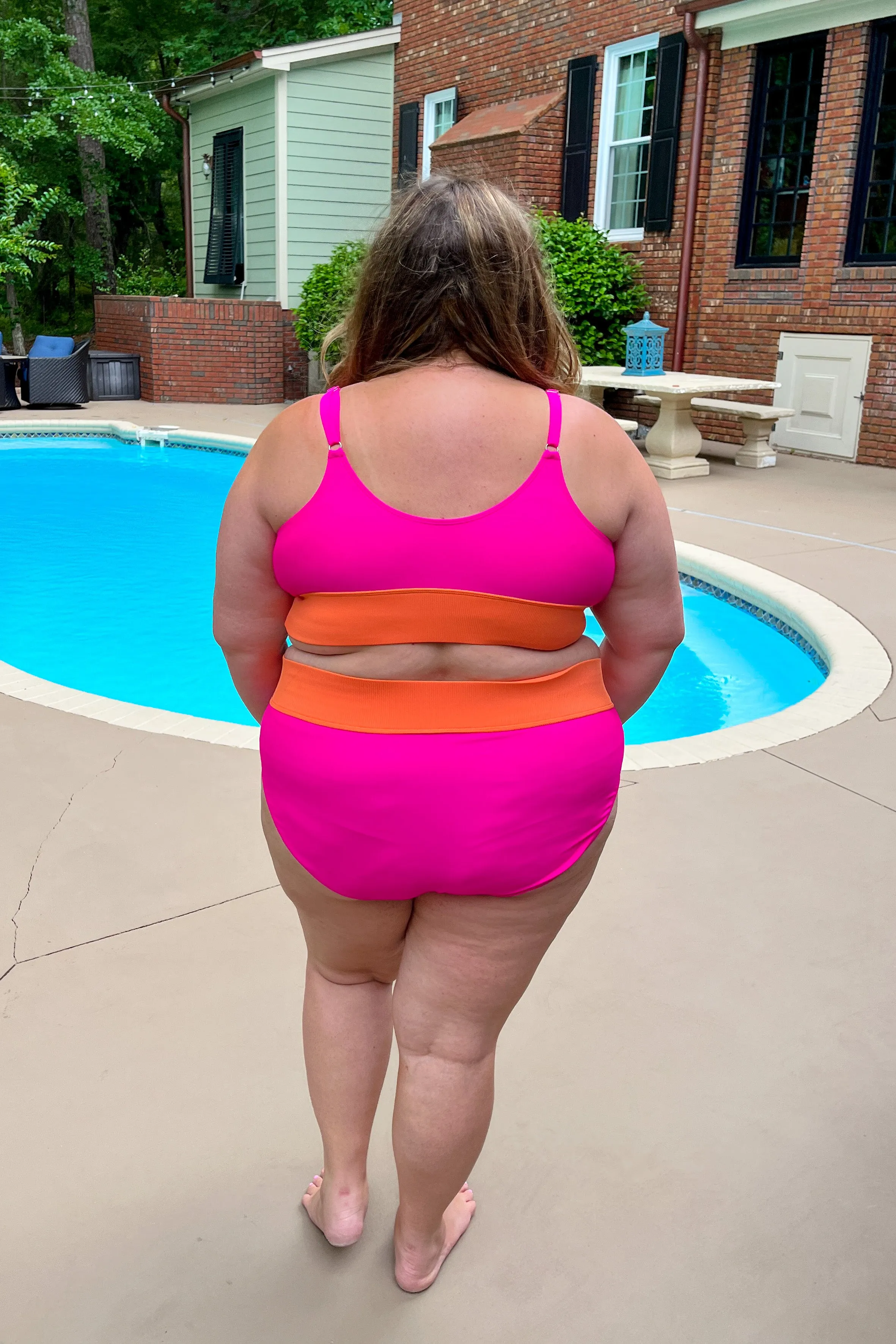 Kissed By The Sun Swim Bottoms, Hot Pink & Orange