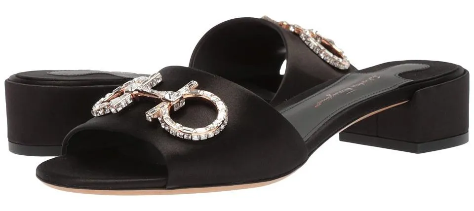 'Lampio' Crystal Slide Mule Sandals - Gold, Silver, Pink, Black