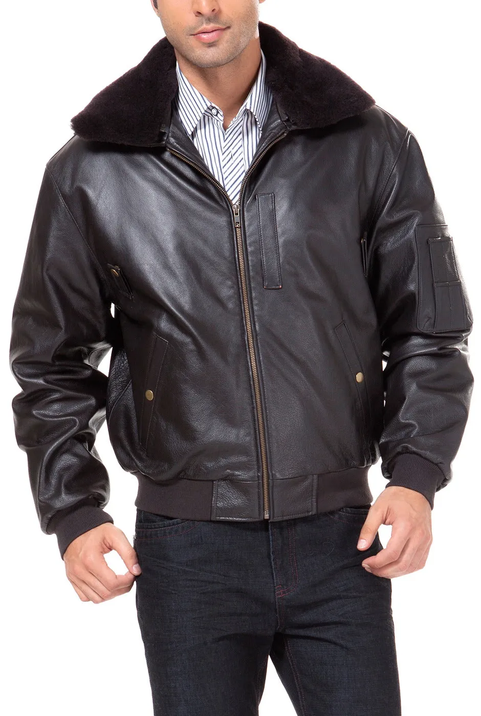 Landing Leathers Men Air Force B-15 Leather Flight Bomber Jacket