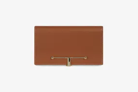 Large Melville Street Wallet - Chestnut with Vanilla Stitch