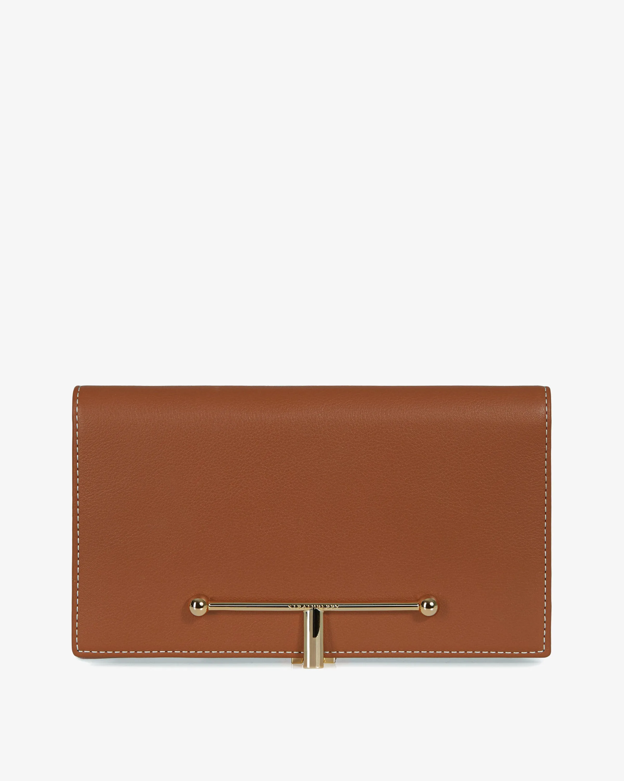 Large Melville Street Wallet - Chestnut with Vanilla Stitch