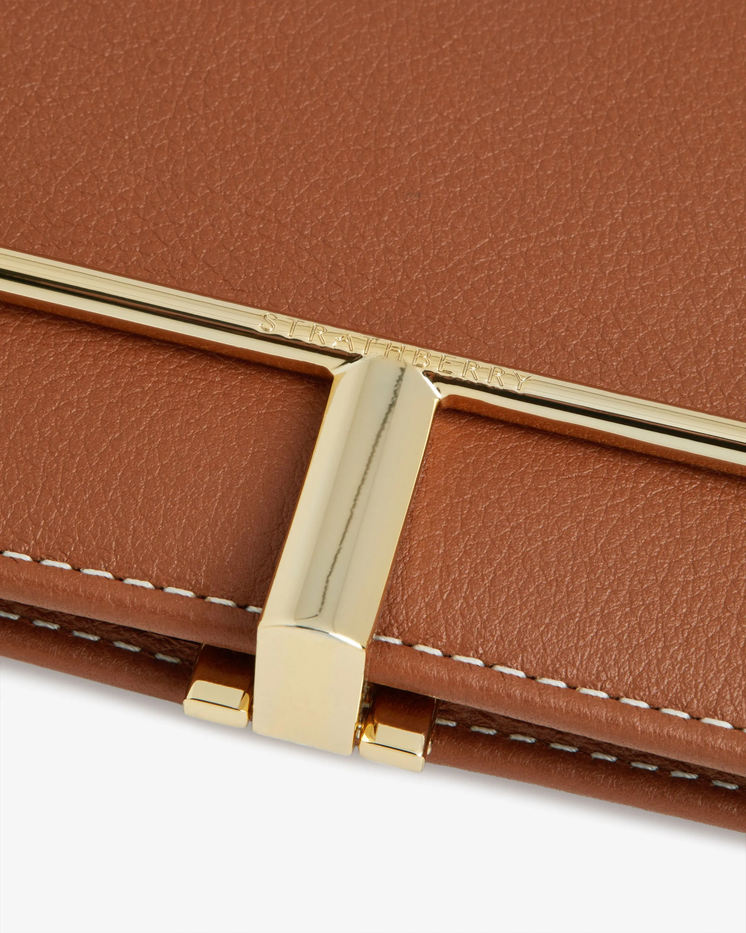 Large Melville Street Wallet - Chestnut with Vanilla Stitch