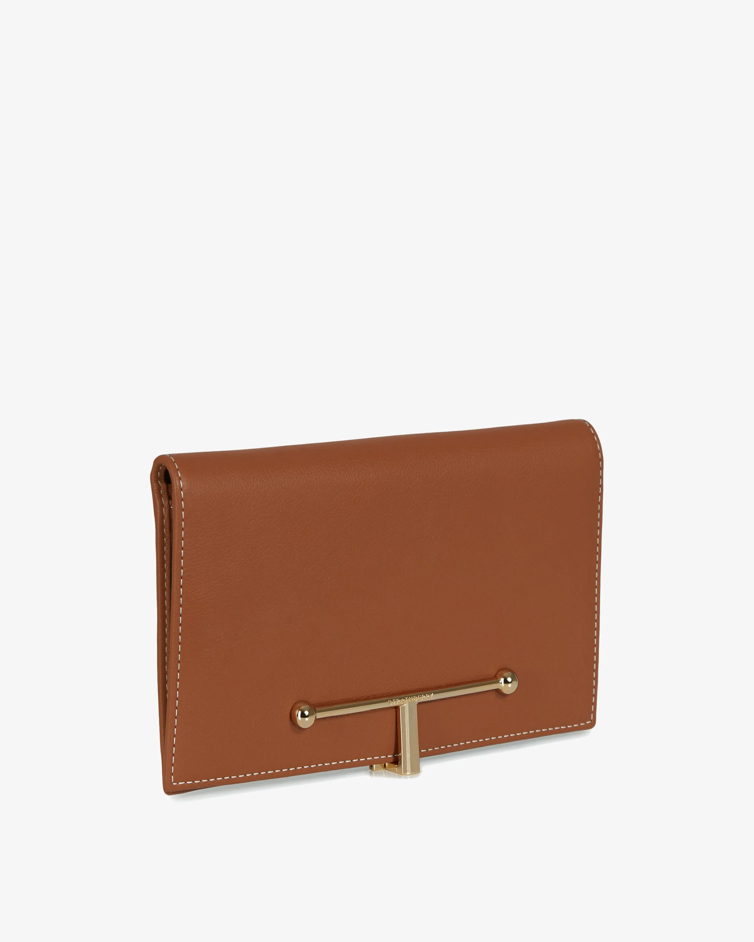 Large Melville Street Wallet - Chestnut with Vanilla Stitch