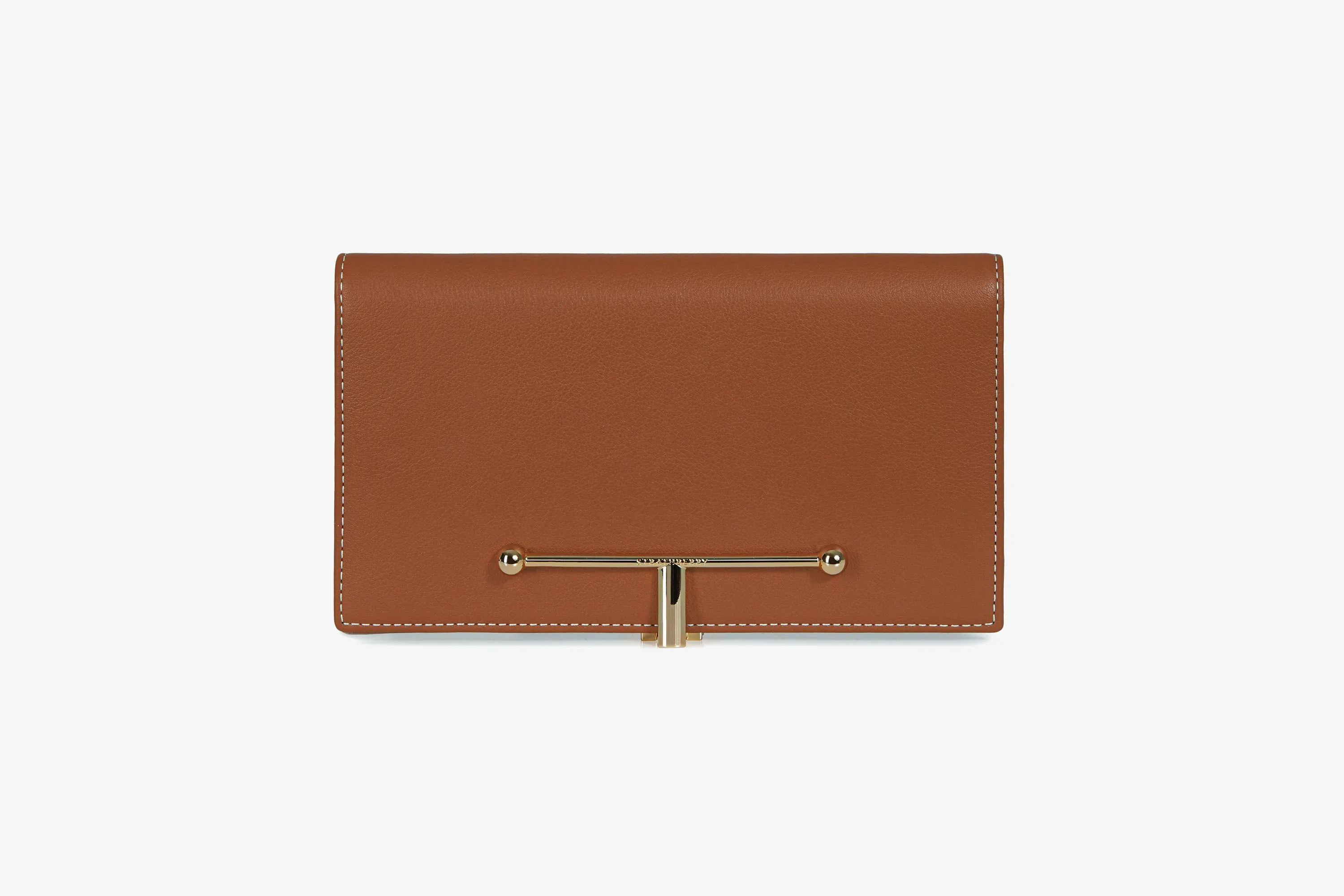 Large Melville Street Wallet - Chestnut with Vanilla Stitch