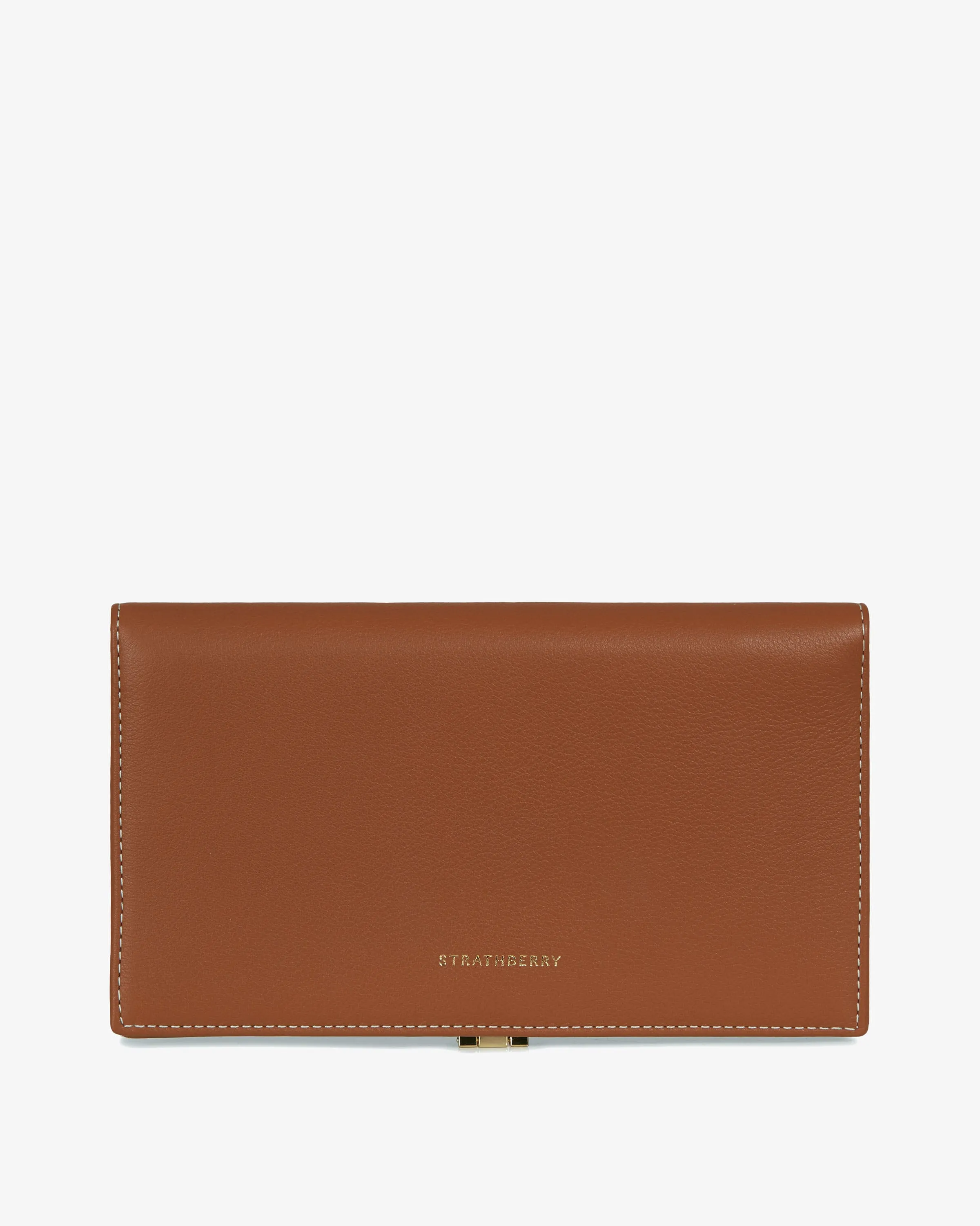 Large Melville Street Wallet - Chestnut with Vanilla Stitch