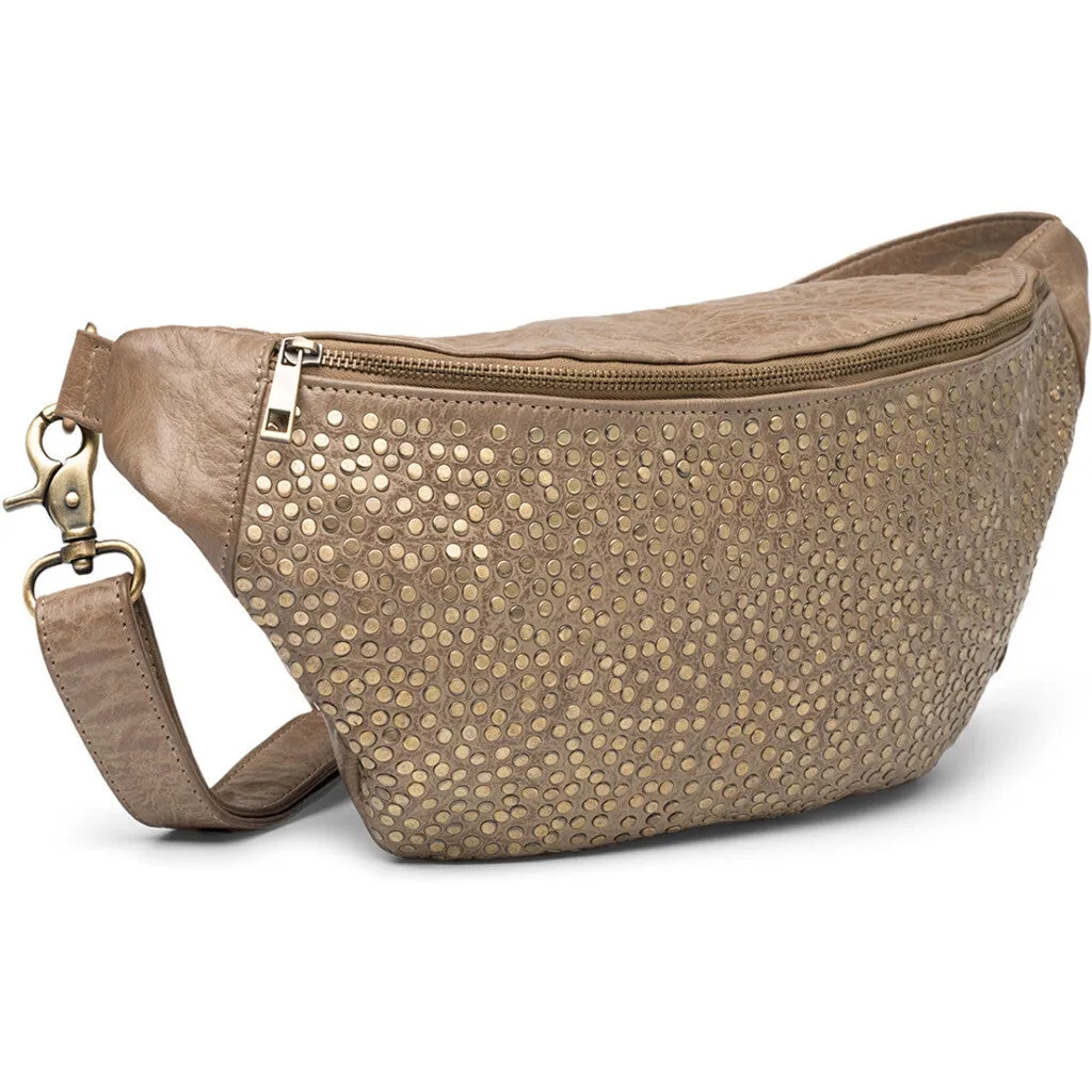 Leather bumbag with rivets / 15752 - Taupe (visione)