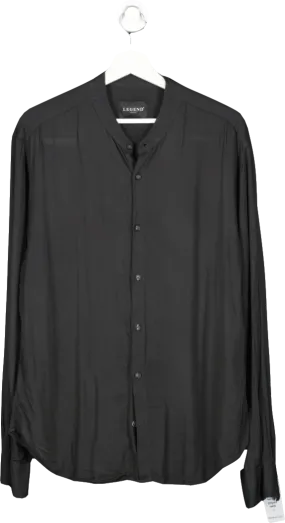 Legend London Black Soft Touch Collarless Shirt UK L