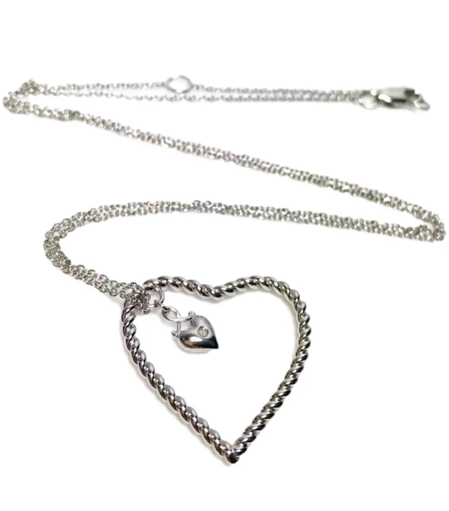 Lily & Lotty 925 Sterling Silver & Diamond Heart Necklace