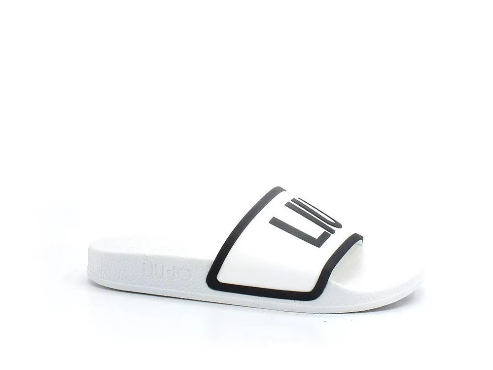 LIU JO Kos 2 Ciabatta Slipper Rubber White Black BA2169EX102