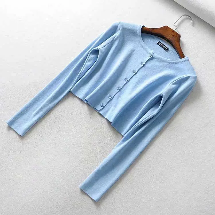 Long Sleeve Button Up Crop Top Tee Shirt For Young