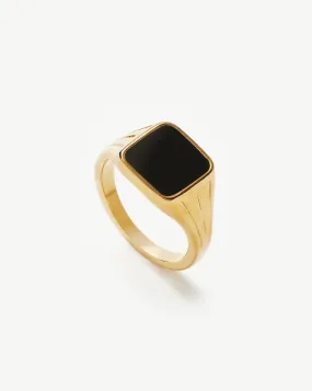 Lucy Williams Square Signet Ring | 18ct Gold Plated Vermeil/Black Spinel