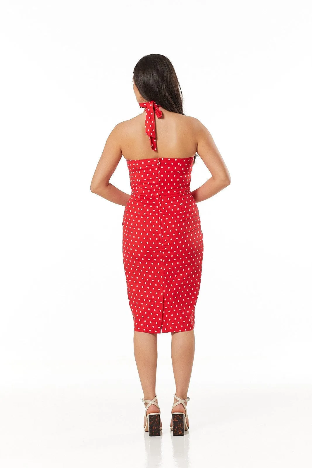 Lyric Halterneck Red Polka Dot  with a Bow