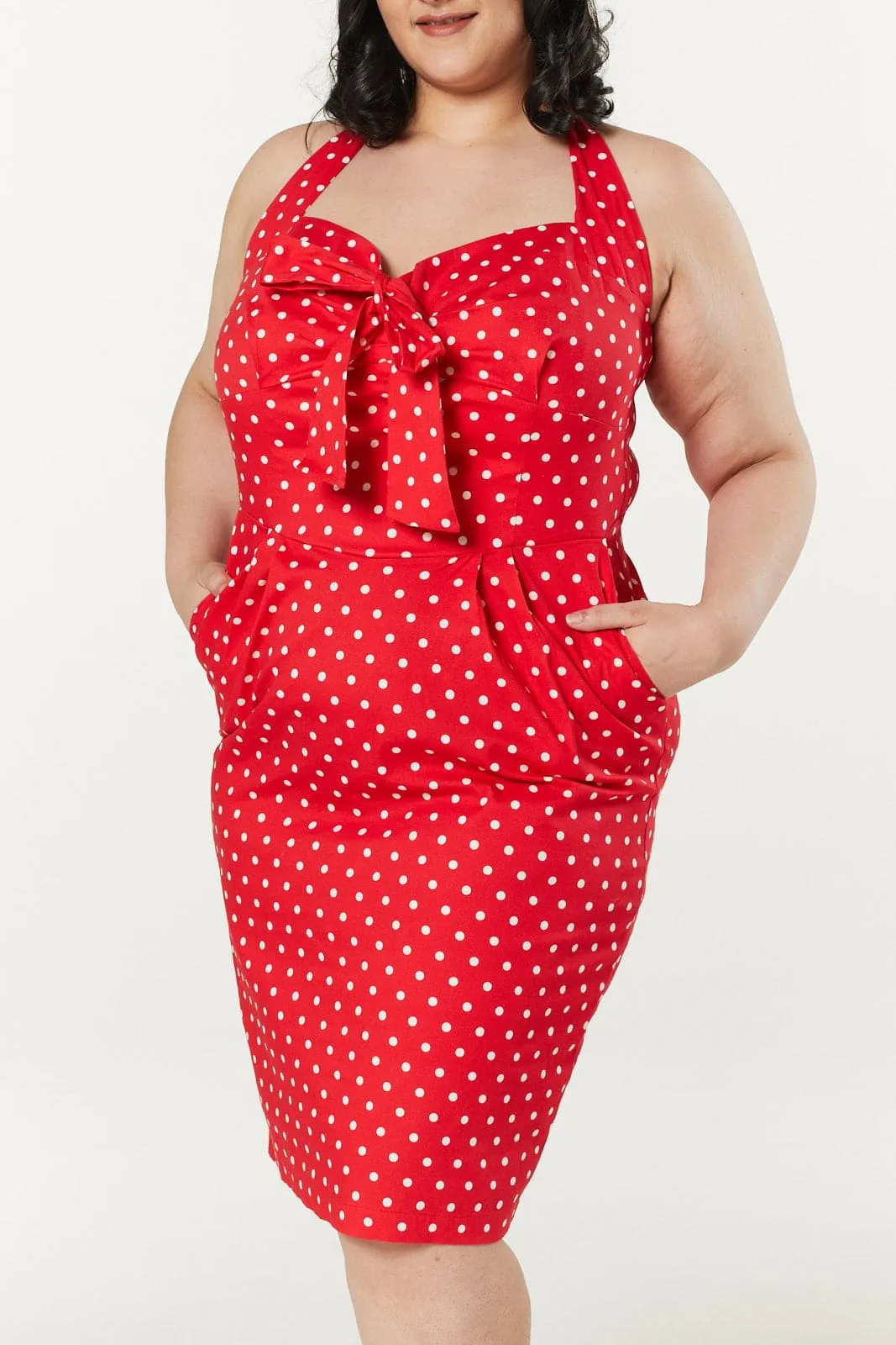 Lyric Halterneck Red Polka Dot  with a Bow