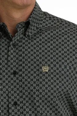 Men's Cinch Black/Khaki Geometric Print Button-Down Western Shirt