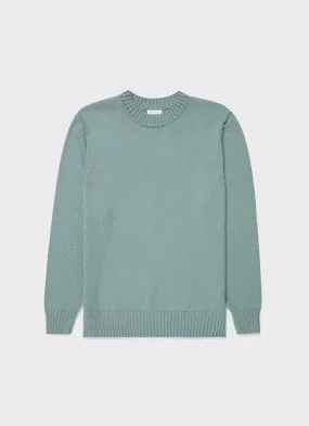 Men's Cotton Crew Neck Jumper in Smoke Green