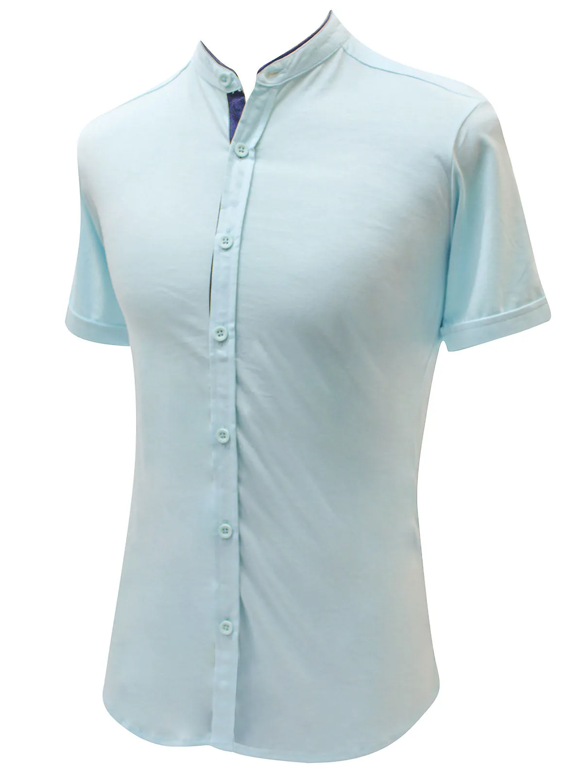 Men's Mandarin Collar Button Down Shirt with Fringes