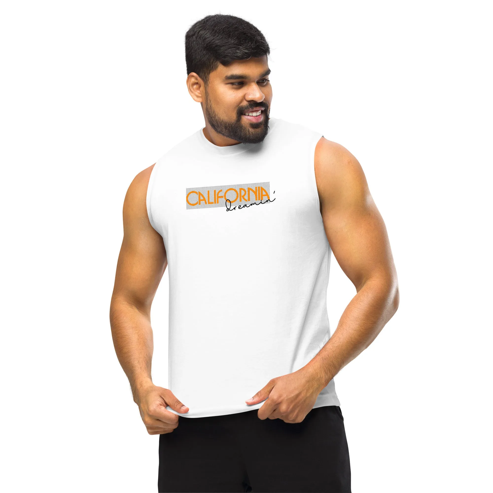 Men's Text And City Theme Graphic Muscle Shirt