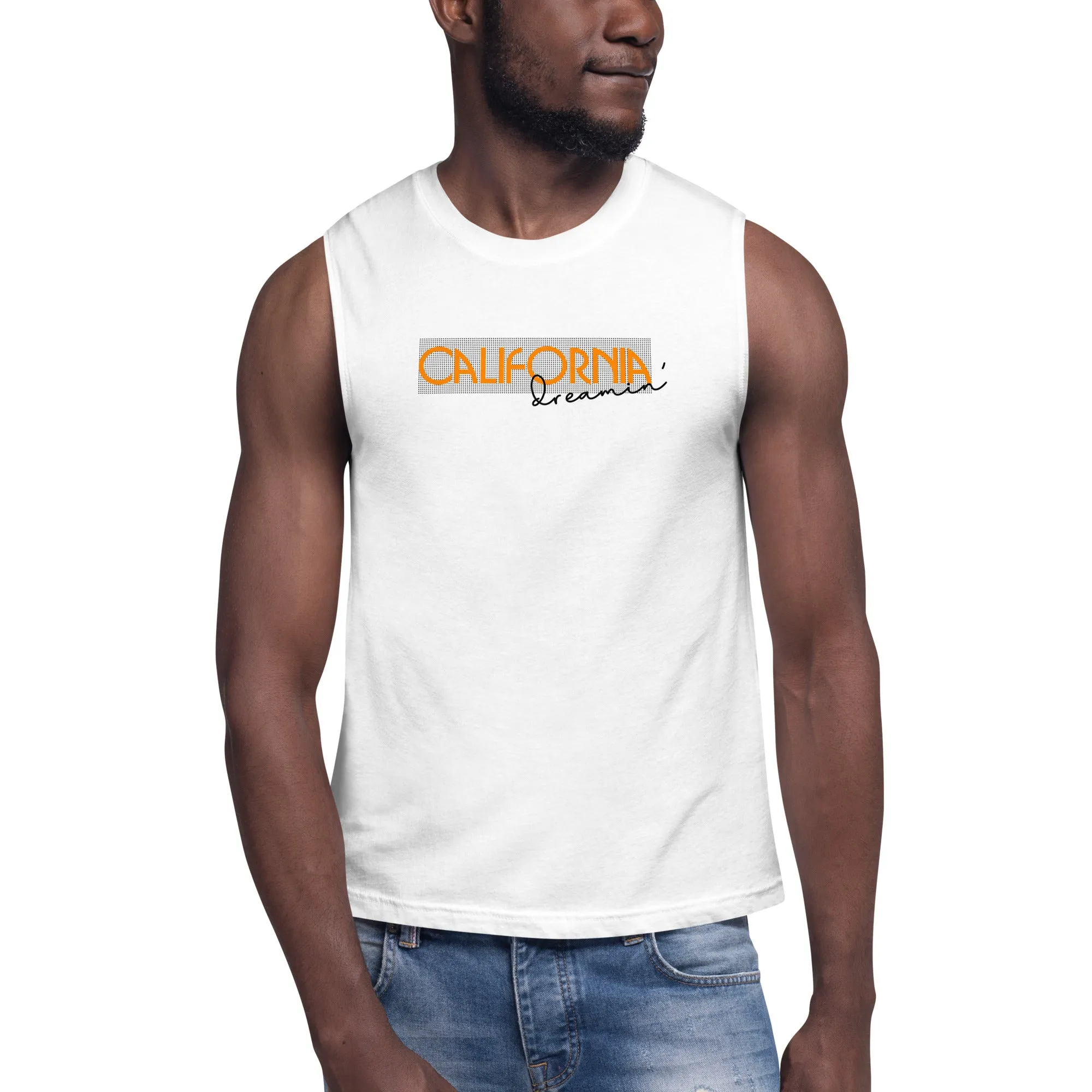 Men's Text And City Theme Graphic Muscle Shirt